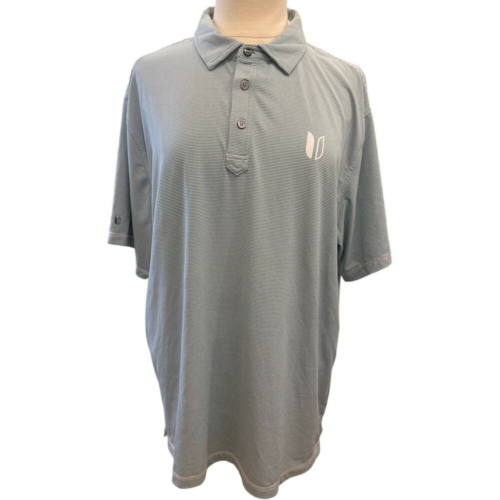 LinkSoul Men's XL Green Striped Tempus Fugit Golf Polo Shirt Performance